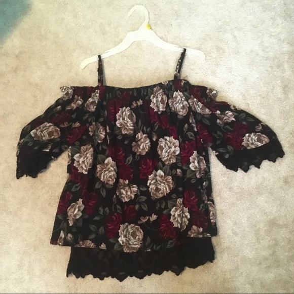 Iz Byer Tops - IZ Byer Off Shoulder Floral Top
